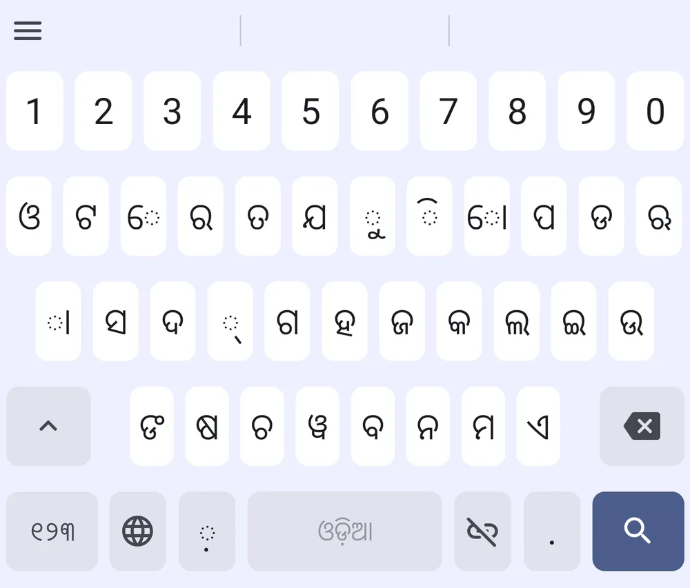 Indic Keyboard with the Odia Phonetic layout