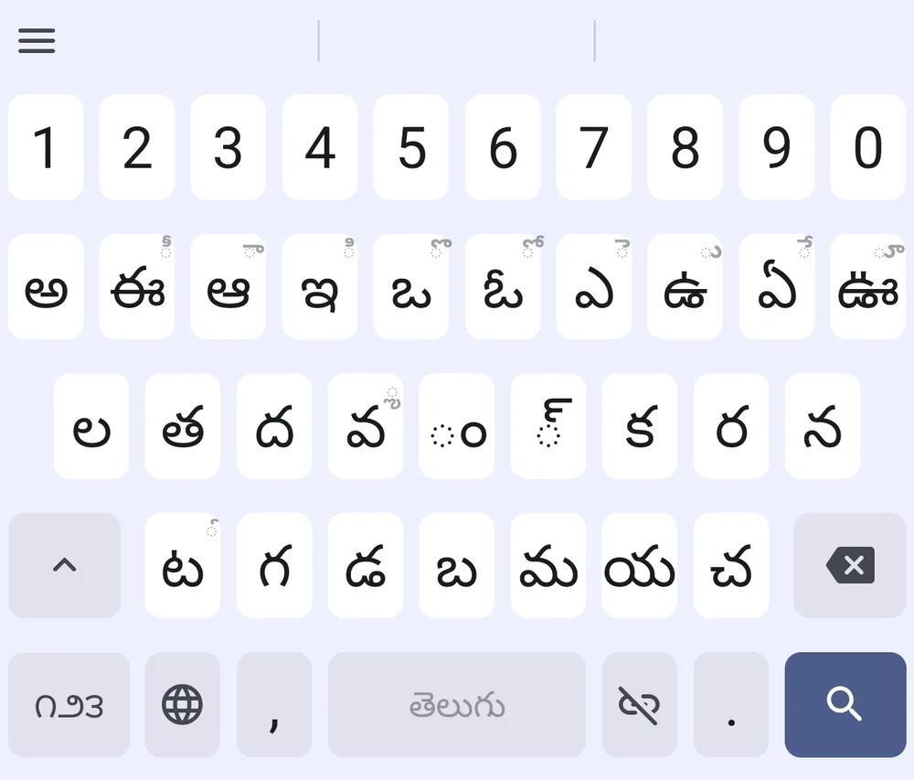 Indic Keyboard with the Telugu Apple layout